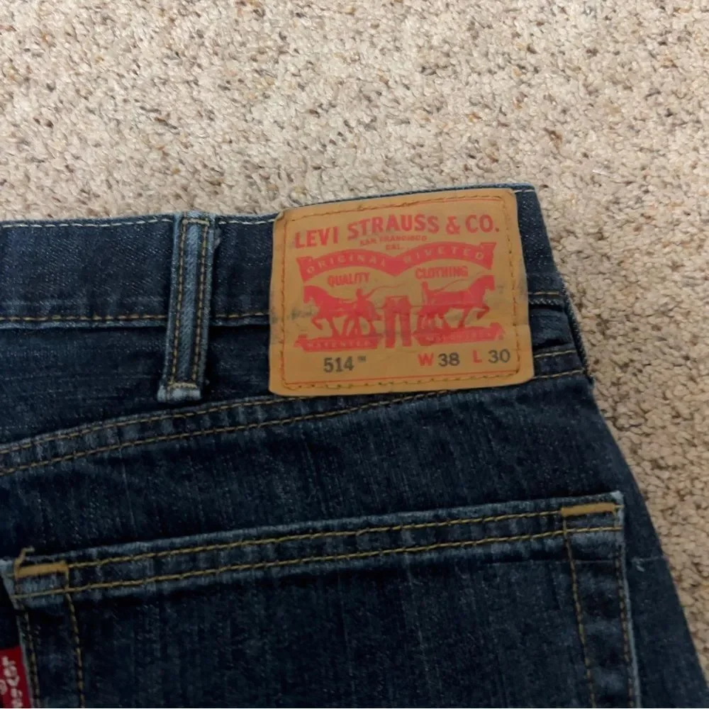 Levi’s‎ Mens 514 Dark Wash 100% Cotton Straight Leg Jeans Size 38X30